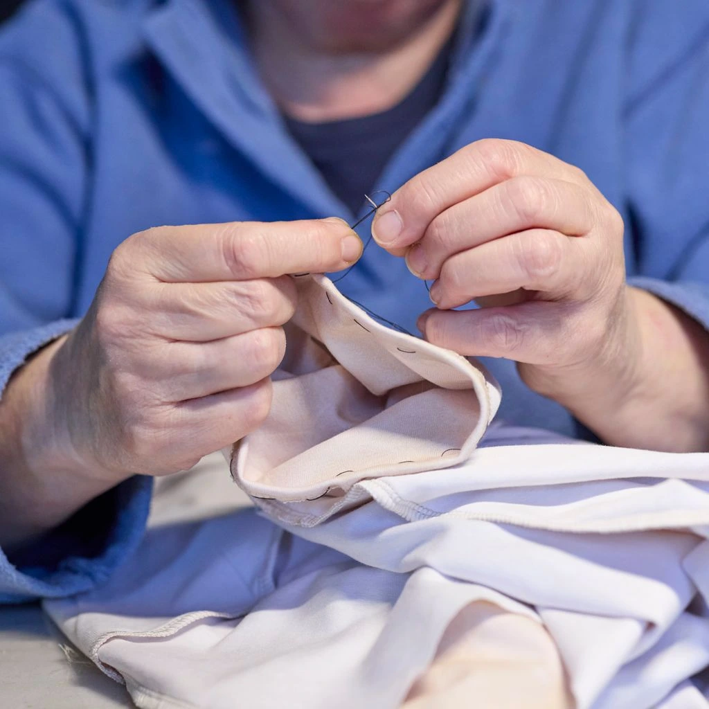 Monogram of master artisan M. Karra, stitched in saddle stitch on cream lining