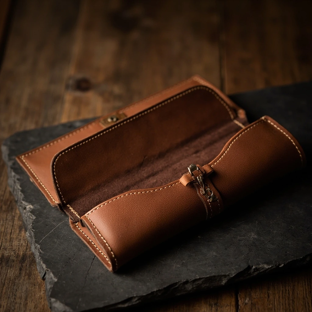 Modello 44 — three-watch roll in chestnut.